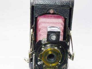 Kodak 1a Folding Pocket Camera Red Bellows Wood Minty 3791