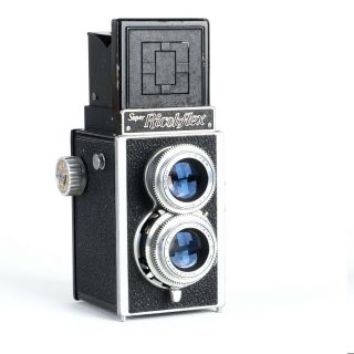 ^ricoh Ricohflex 120 Film Tlr Camera 8cm/80mm F3.  5 Lenses W/ Leather Case