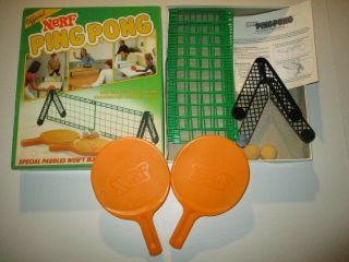 Vintage Nerf Ping Pong Table Top Tennis Game 1982 Parker Brothers Complete