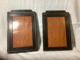 2 American Optical Scovill Manu.  Glass Plate Holders For 5x8 Camera Wood Brass