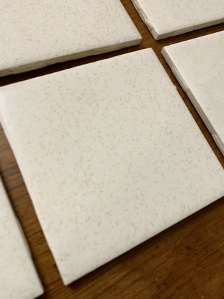 10 Vintage Ceramic Wall Tiles 4.  25” (4 - 1/4”) White Gold Dust Speckle 1970s