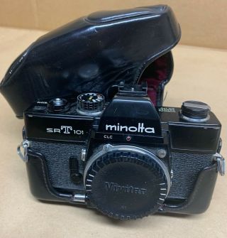Vintage Minolta Srt 101 35mm Slr Film Camera W/ccase All Black Body Only No Lens