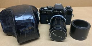 Vintage Minolta Xe - 7 Film Camera Mc Tele Rokkor Qd 135mm 3.  5 Lens Hood Case Uv