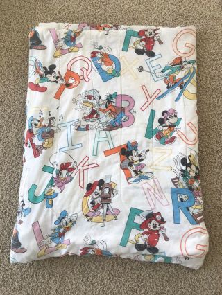 Vintage Disney Alphabet Blanket Twin Comforter Mickey Minnie Mouse Donald Goofy