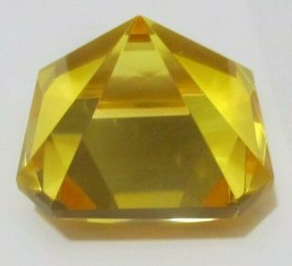 Vintage Faceted Glass Crystal Pyramid Shaped Paperweight