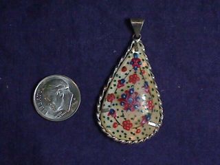 Vintage Antique Persian Asian Hand Painted Mother Of Pearl 2 Sided Pendant C12