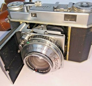 Vintage Kodak Retina Iia 35mm Folding Camera And Leather Field Case