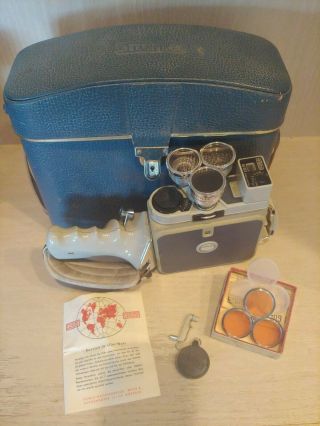 Vintage Eumig C3 M 651 8mm Film Movie Camera In Carry Case With Orange Filters