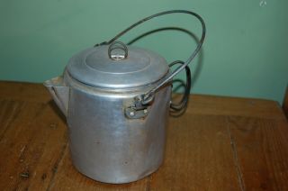 Vintage Aluminum 6 " Coffee Pot With Wire Handle For Camping Campfire - No Insides