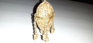 Vtg Azuree Solid Perfume Compact Necklace Estee Lauder Paisley Etruscan Pendant
