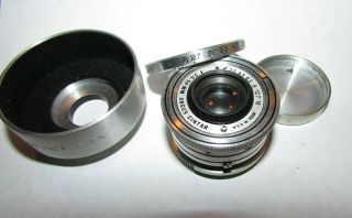 Vintage Argus Cintar F 3.  5 50mm Lens W/adapter & Hood