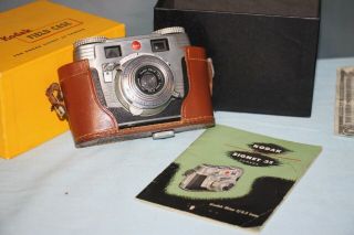 Vintage Kodak Signet 35 Camera Synchro 300 Shutter Leather Case & Box