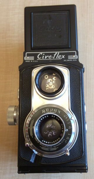 Vintage Ciro - Flex Tlr Camera.  Rapax Model C.  Wollensak 85mm F3.  5 Lens.