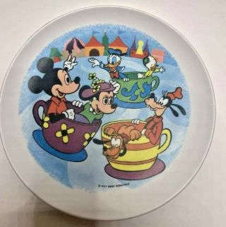 Vintage Plastic Mickey Mouse And Friends Child Plate.