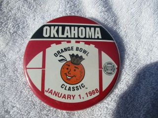 Vintage University Of Oklahoma Ou Sooners Football Pinback 1988 Orange Bowl