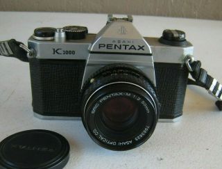Vintage Asahi Pentax K 1000 Camera 35mm with Pentax - M 50mm 1:2 Lens NM CA8 2