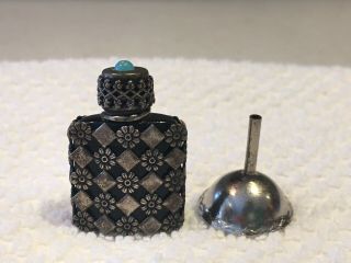 Vintage Made In France Miniature Sterling Perfume Bottle With Funnel