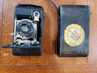 Atq Ansco Folding Bellows No.  3 - A Camera Leather Case Ss Denali Alaska Steamship