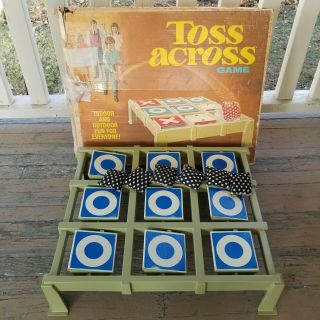 1969 Vintage Toss Across Game Ideal 6 Bean Bags Box Tic Tac Toe Family