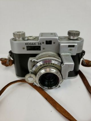 Vintage Kodak 35 Camera w/ Anastigmat 50mm f/3.  5 Lens & Deluxe Field Case EUC 2