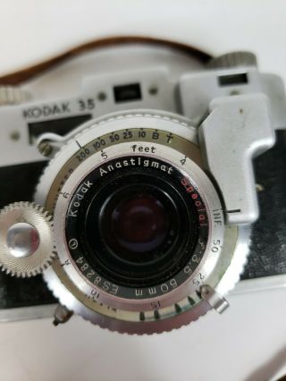 Vintage Kodak 35 Camera w/ Anastigmat 50mm f/3.  5 Lens & Deluxe Field Case EUC 3
