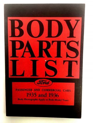 Body Parts List Ford Vintage 1935 And 1936