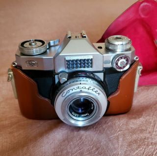 ✅zeiss Ikon Contaflex 35mm Camera Vintage W/ 50mm F/2.  8 Tessar Lens,  Case
