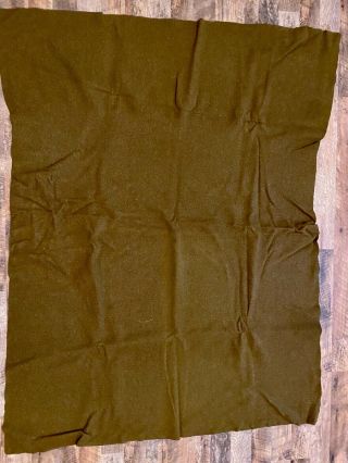 Vintage Us Army Olive Green Wool Blanket 72” X 58” 3