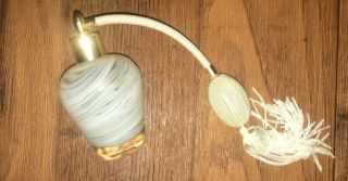 Vintage White Swirl Pattern Perfume Spray Atomizer Bottle