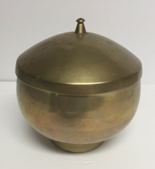 Vintage Solid Brass Urn Container Vase Ginger Jar Bowl With Lid Candy Dish India