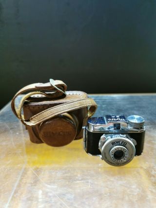 Vintage Mycro Una 1:4.  5 F=20mm Miniature Spy Camera In Leather Case Japan