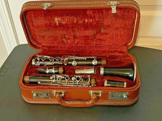 Vintage Evette Wood Clarinet With Case Sponsored By Buffet Paris France