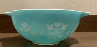 Vintage Pyrex Turquoise Blue Needlepoint 2 1/2 Qt Nesting Bowl 443