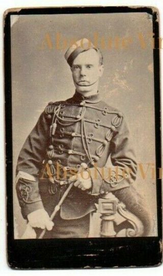 Military Cdv Photograph Soldier In Uniform Vintage 1880s