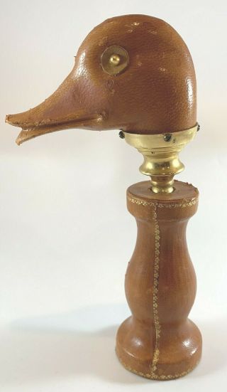 Vintage Leather Duck Head Corkscrew Made In Italy Unique Barware