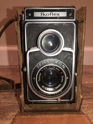Vintage Zeiss Ikoflex Iia (855/16) Tlr Camera W/ Leather Case Number 30318