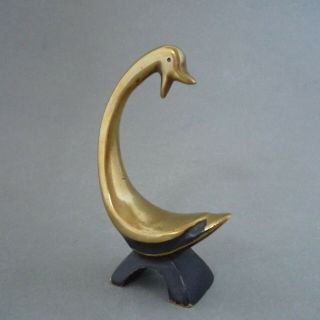 Vintage Stylised Modernist Brass Bird Figurine (walter Bosse Hagenauer Style) Mcm