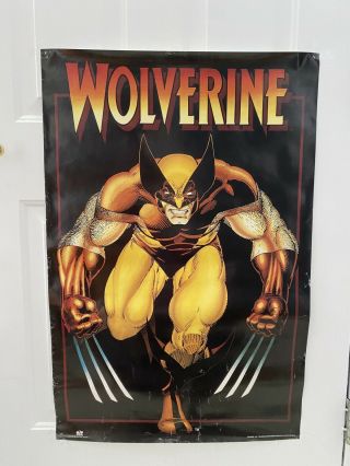 Vintage Wolverine Poster Marvel Comics Brown Gold Costume 1989 23 X 35
