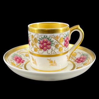 Vintage Va Portugal Vista Alegre Hand Painted Demitasse Cup & Saucer Pink Gold