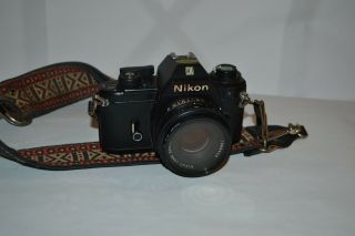 Vintage Nikon Em 35 Mm Camera - Nikon 50 Mm Lens - Strap & Leather Case