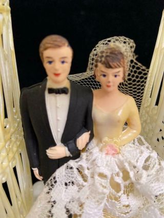 Vintage Plastic Bridal Cake Topper 7.  5 