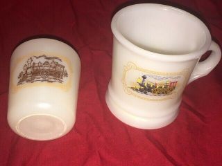 Vintage Railroad Train Shaving Mug Cup Avon Milk Glass,  Iron Horse,  Locomotive