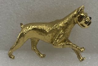 Vintage Signed Boucher Gold Tone Boxer Dog Brooch Pin