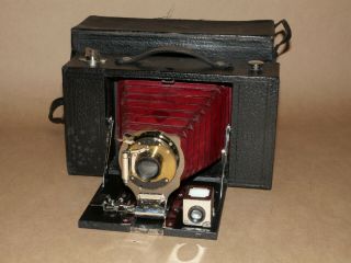 Kodak No.  3 Folding Brownie Camera Model D Made In Usa - - Red Bellows