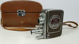 Vintage Bell And Howell Filmo Auto - 8 Movie Camera | Brown Leather Hard Case Film