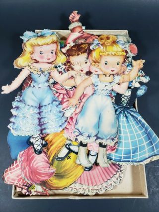 Vintage Box Of Paper Dolls Betty Blue & Patty Pink 1940 