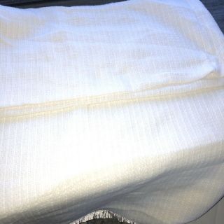 Vintage Waffle Weave Blanket White Full Queen 100 X 88 USA Satin Binding 2