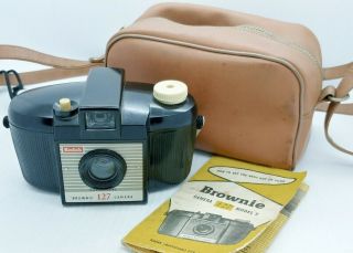 Vintage Kodak Brownie 127 Model 2 Camera W/original Case And Instructions