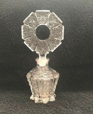 Vintage Imperial 7” Tall Pressed Clear Glass Perfume Bottle W/ Stopper (1 Left)