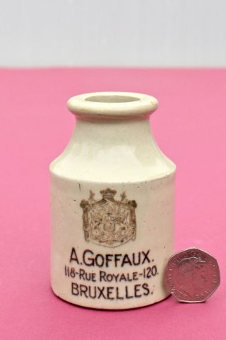 Vintage C1900s Scarce A Goffaux Rue Royale Moutarde Mustard Stoneware Pot Jar